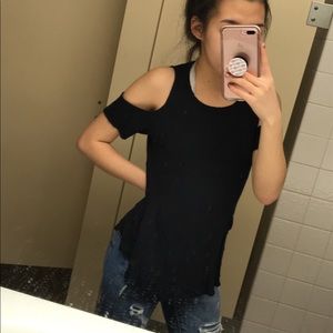 Black Open Shoulder Top
